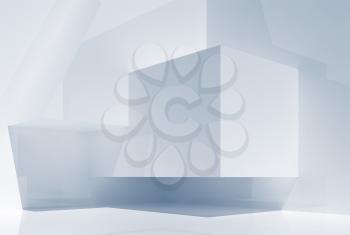Abstract light blue digital architecture background, 3d render illustration