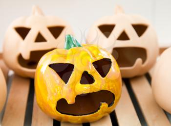 Halloween handmade candlestick: pumpkin face - Earnings