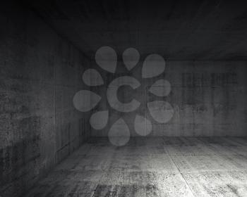 Abstract dark concrete interior of underground room, 3d illustration background