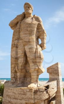 CALAFELL, SPAIN - AUGUST 20, 2014: Monument to fisherman in Calafell town, Spain
