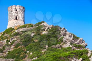 Parata tower. Ancient Genoese tower on Sanguinaires peninsula near Ajaccio, Corsica, France