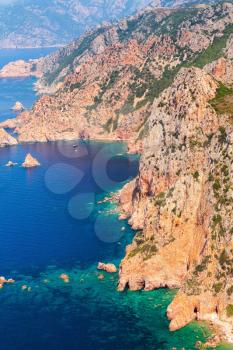 Corsica island. Coastal landscape. Gulf of Porto, view from Capo Rosso