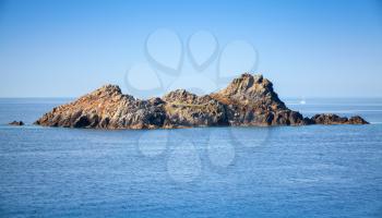 Small rocky island. Sanguinaires, Ajaccio, Corsica, France