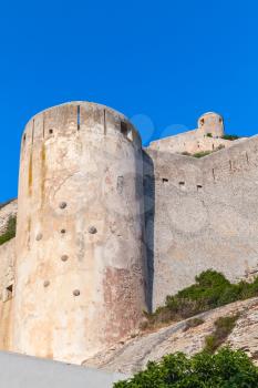 The citadel at Bonifacio, Corsica island, France, vertical photo