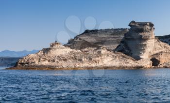 Coastal rocks in Strait of Bonifacio, Corsica island, France