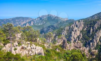 Wild mountain landscape. South part of Corsica island, France
