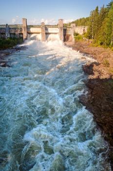 Spillway on hydroelectric power station in Imatra, Finland