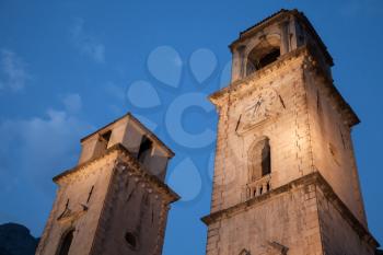 Cathedral of St Tryphon at night, Kotor, Montenegro