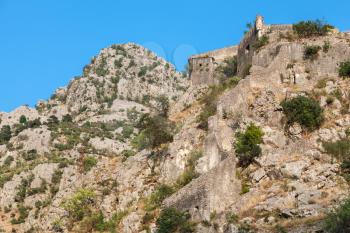 Old fortress on the Mountain in Kotor town, Montenegro