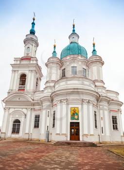 Russian Orthodox church. Yamburg's St. Catherine Cathedral. It was built in 1764-1782, late Baroque design by Antonio Rinaldi