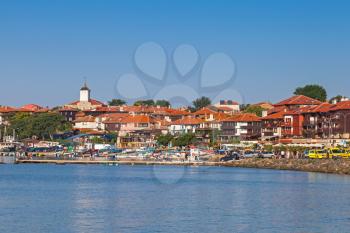 Panoramic view of ancient town on the coast of Black Sea. Nessebar, Bulgaria  