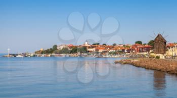 Panoramic view of ancient town Nessebar, Bulgaria. Black Sea coast in sunny day