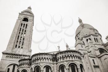 Sacre Coeur Basilica, large medieval cathedral, Basilica of Sacred Heart, one of the most popular landmark of Paris, France