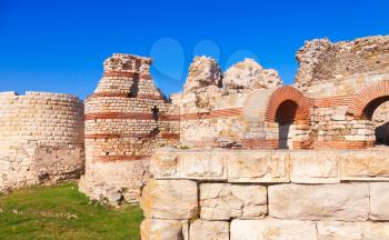 Ruined walls around the old Nessebar town, Bulgaria
