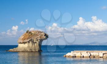 Il Fungo, the famous rock in shape of mushroom in Lacco Ameno bay, Ischia island, Italy