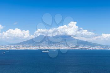 Italian coastal landscape with Mount Vesuvius on the horizon
