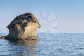 Il Fungo. The famous mushroom shaped rock of Lacco Ameno, Ischia island, Italy