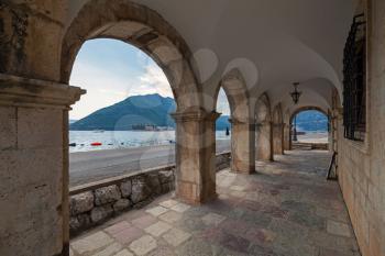 Archway in the old house in Perast town, Montenegro