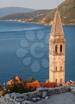  St. Nicholas Church above Kotor Bay. Perast town, Montenegro