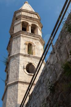 Ancient church in Perast town, Kotor Bay, Montenegro