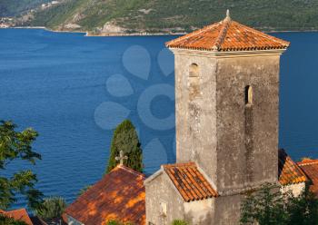 Ancient Orthodox Church in Perast town. Kotor Bay, Montenegro