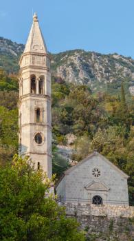 Ancient Venetian style church in Perast town, Bay of Kotor, Montenegro