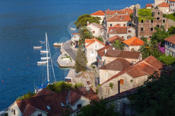 Adriatic sea coastal town Perast, Bay of Kotor, Montenegro