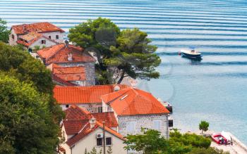Coastal town Perast landscape, Bay of Kotor, Montenegro
