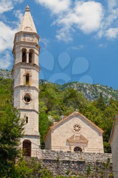 Ancient church in Perast town, Bay of Kotor, Montenegro