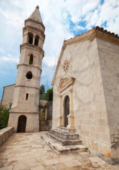 Ancient Venetian style church in Perast, Bay of Kotor, Montenegro