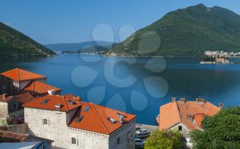Bay of Kotor landscape. Perast town, Montenegro