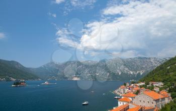 Bay of Kotor landscape with Perast town houses