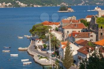 Perast town landscape, Bay of Kotor, Montenegro