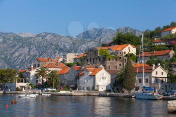 Embankment in old Perast, Bay of Kotor, Montenegro