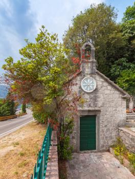 Small old Orthodox Church on cemetery in Perast, Montenegro