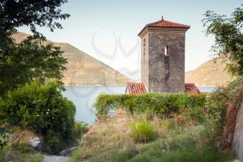 Bell tower of ancient Orthodox Church. Perast. Montenegro