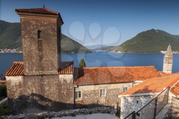 Churches in Perast town. Bay of Kotor, Montenegro