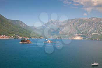 Two small islands in Bay of Kotor, Adriatic Sea, Montenegro