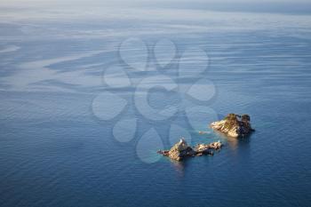 Two islands Katic and Sveta Nedjelja in bay of Petrovac, Montenegro