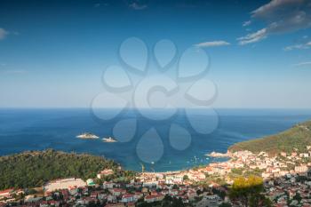 Adriatic Sea Coast. Petrovac town landscape, Montenegro