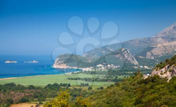 Adriatic Sea coastal landscape. Buljarica, Montenegro