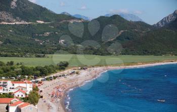 Adriatic Sea coastal landscape. Buljarica beach, Montenegro