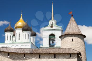 The Trinity Cathedral located since 1589 in Pskov Kremlin. Ancient Russian Orthodox Church