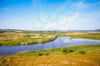 Sorot river in the summer day, empty rural Russian landscape