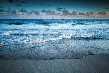 Dramatic sea landscape, Atlantic ocean coast. Dominican republic, Punta Cana. Toned photo with filter effect