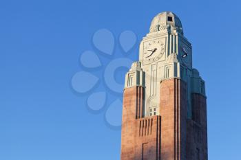 Clock tower of Helsinki central railway station. Finland