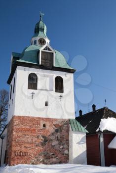 Old Bell-tower of the medieval cathedral. Porvoo town, Finland