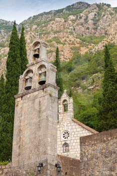 Bell tower of Monastery Banja. Risan, Montenegro. Founded in the 12th century, reconstruction in the early 18th century