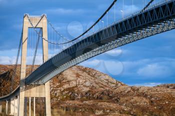Typical automobile cable-stayed bridge. Rorvik, Norway 