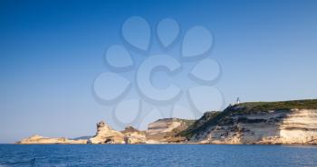 Coastal rocks of mountainous Mediterranean island Corsica. Corse-du-Sud, France